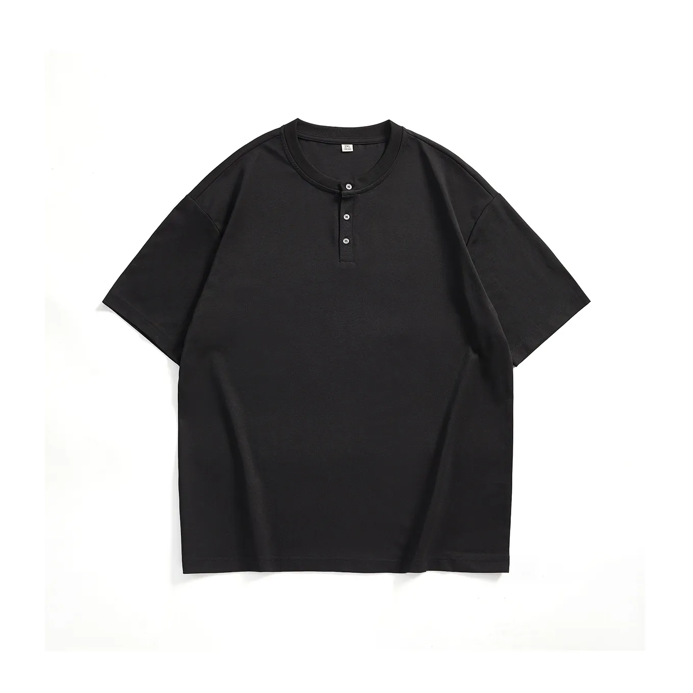 Hansca Дружелюбный к коже Удобный Воротник Генри Короткий рукав Мужская рубашка с коротким рукавом