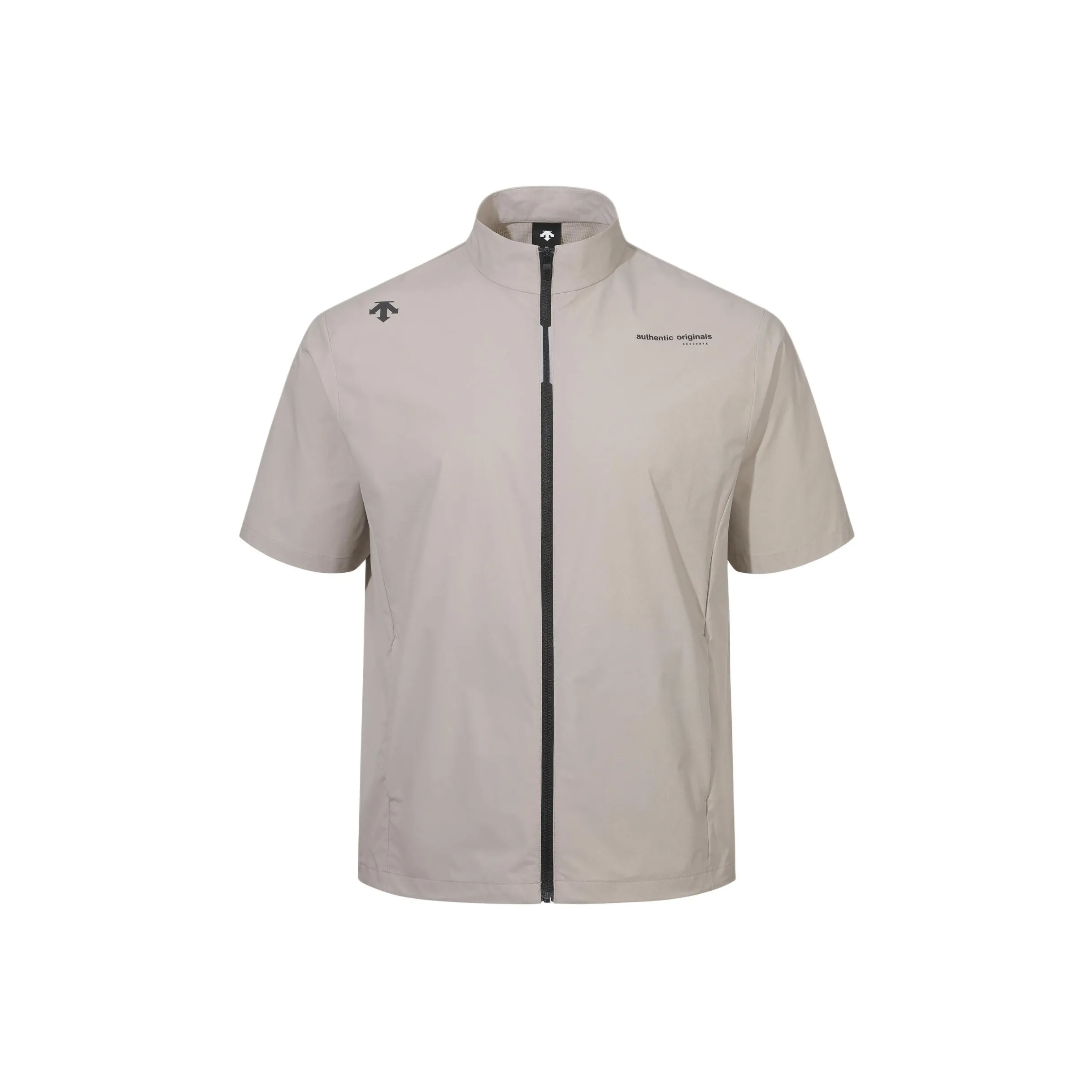 DESCENTE Basic Woven Short Sleeve Full Zip Up T Shirt Men's