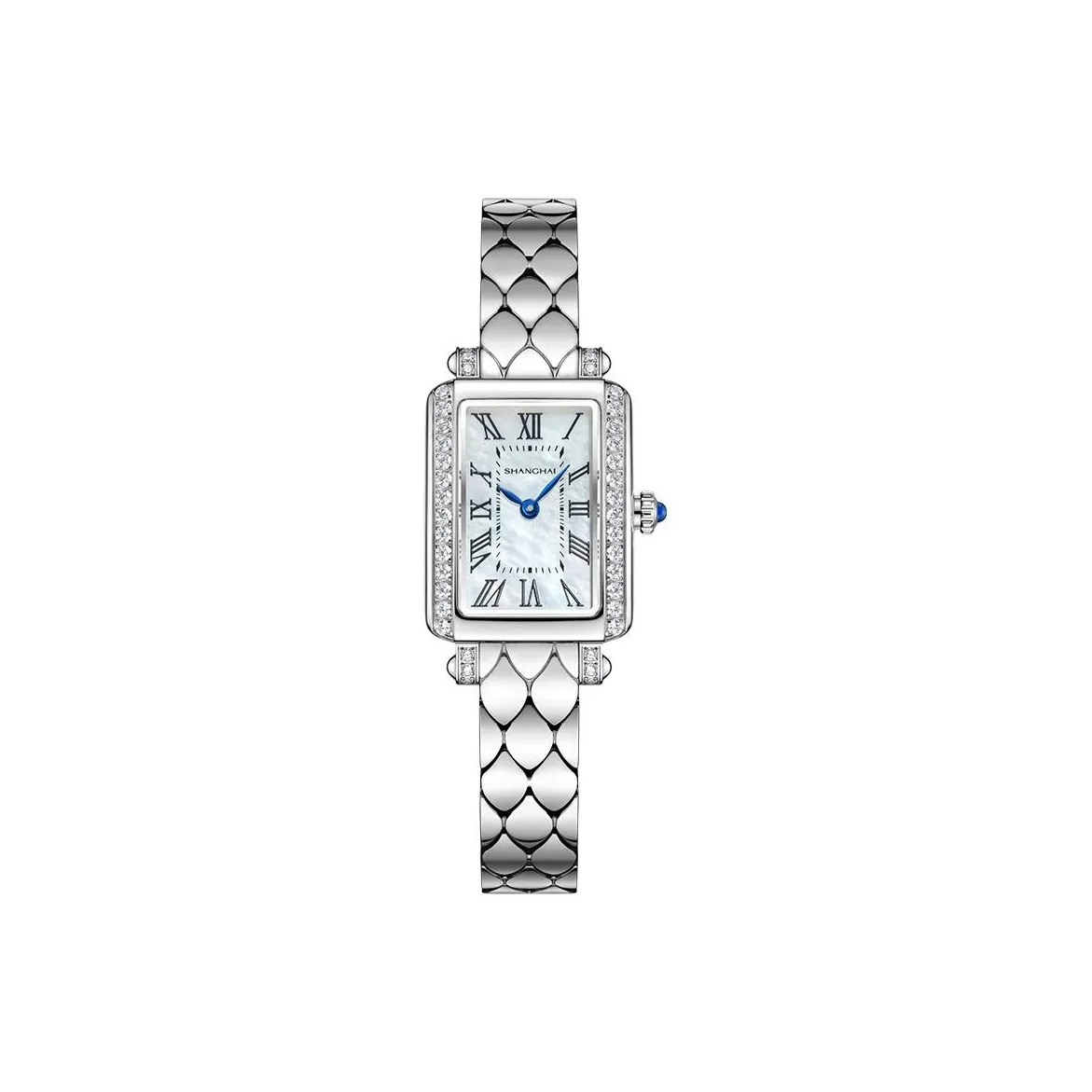 SHANGHAI LADIES Modern Collection Кварцевый механизм ремешок из нержавеющей стали женские часы синий циферблат