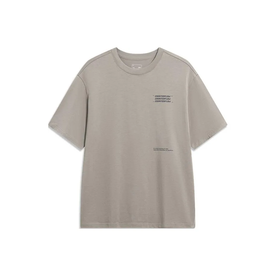 LiNing CF Tracing Drop Shoulder Sleeve T Shirt Unisex Pomegranate Peel Yellow