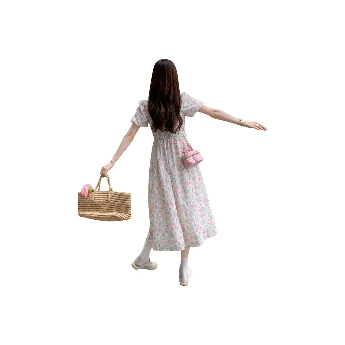 ROBINHOOD Short Sleeved Dress Women's Floral Color