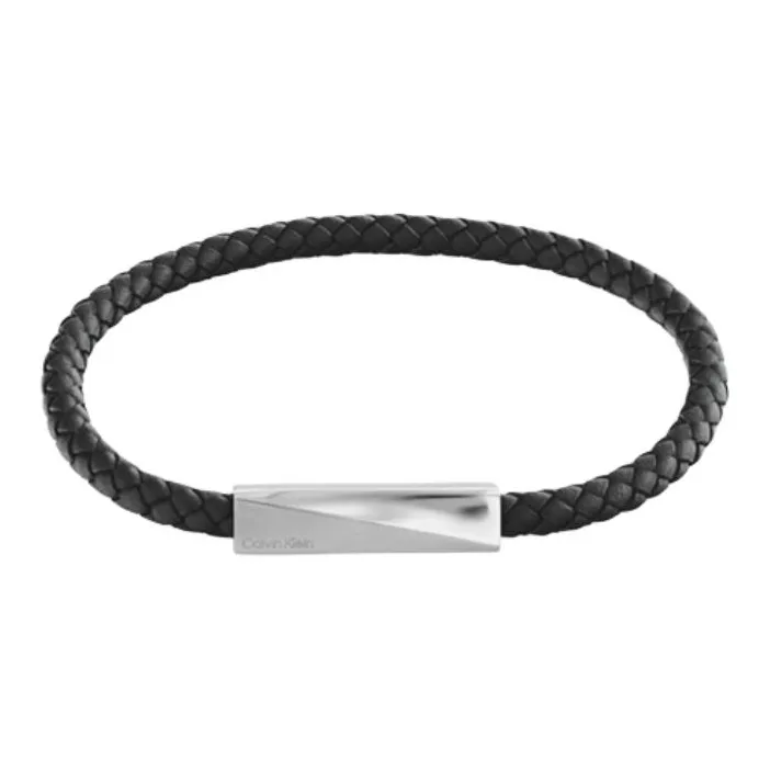 CALVIN KLEIN Нержавеющая сталь Телячья кожа Браслеты Мужской Черный