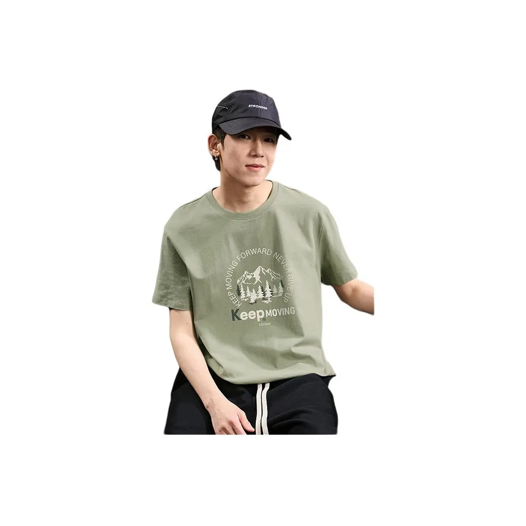 Tonlion T Shirt Men's Gray Yellow Green