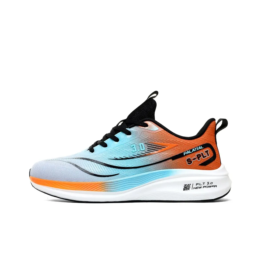 PALATIAL Carbon Running Shoes Men's Low Top White Blue, Light Gray Orange, Black Green