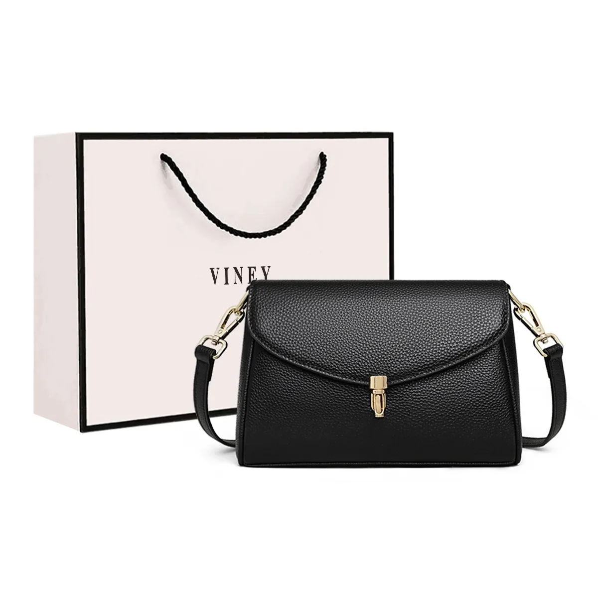 VINEY Сумка через плечо из коровьей кожи маленькая квадратная сумка стандартная женская черная