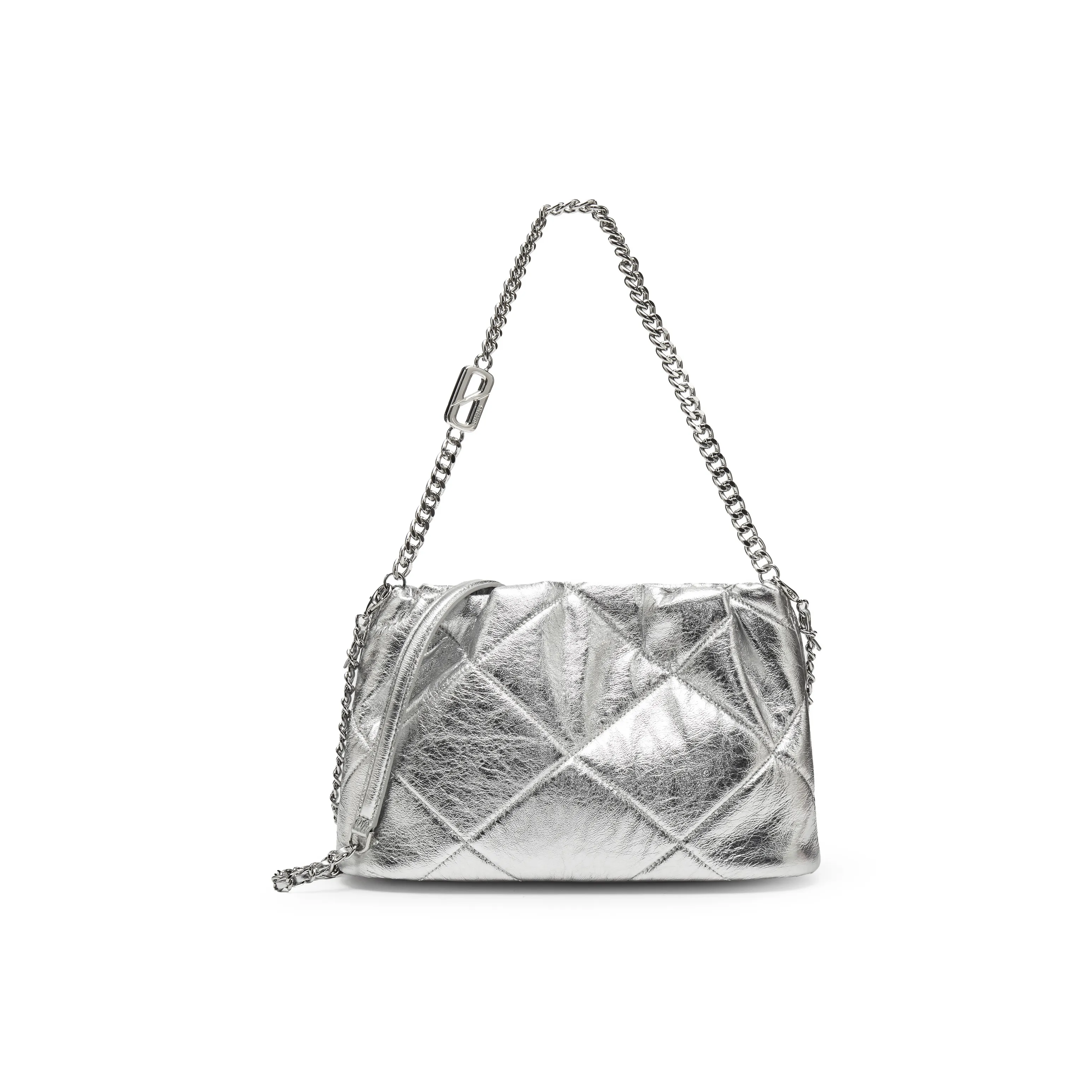 Staccato Sheepskin Shoulder Bag Medium Size Women's Metallic Silver/Luxury Gold