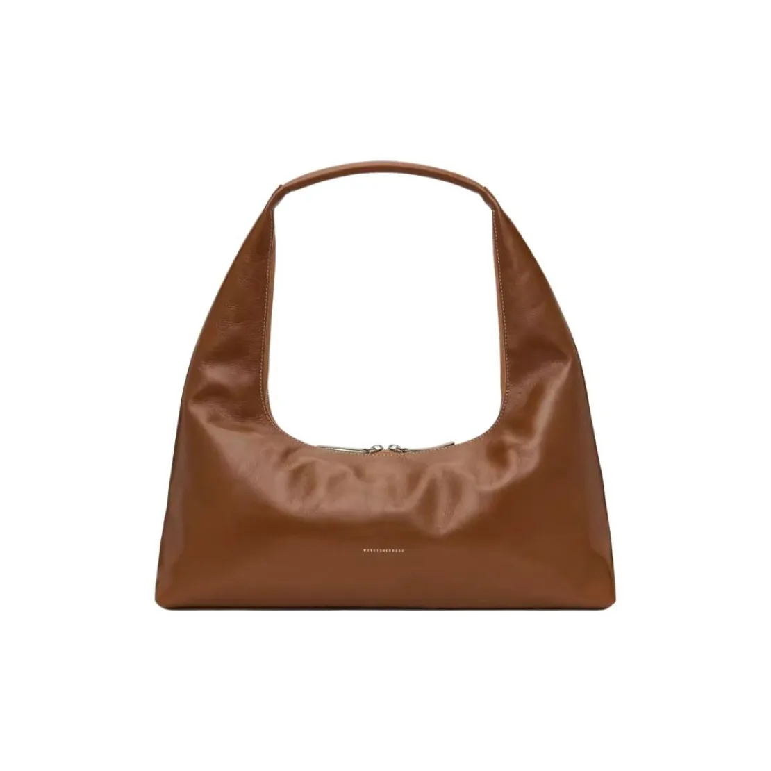 MARGESHERWOOD Pleated Polished Leather Shoulder Bag Large Size Women's Brown