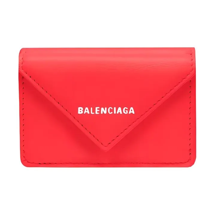 Balenciaga Luggage Collection Cow Leather Wallet Mini Women's Red