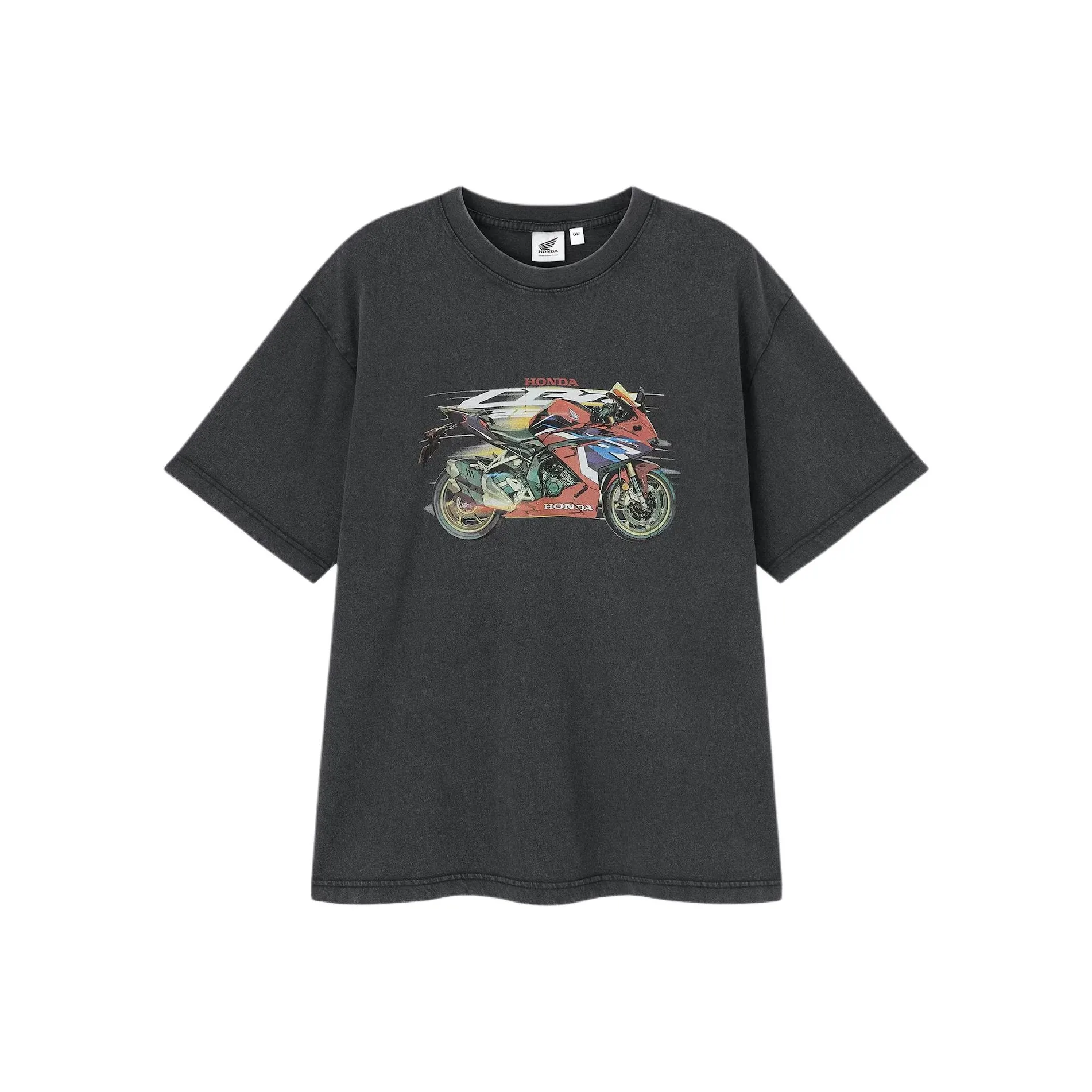 GU x Honda SS25 T Рубашка Мужская Темно-Серый