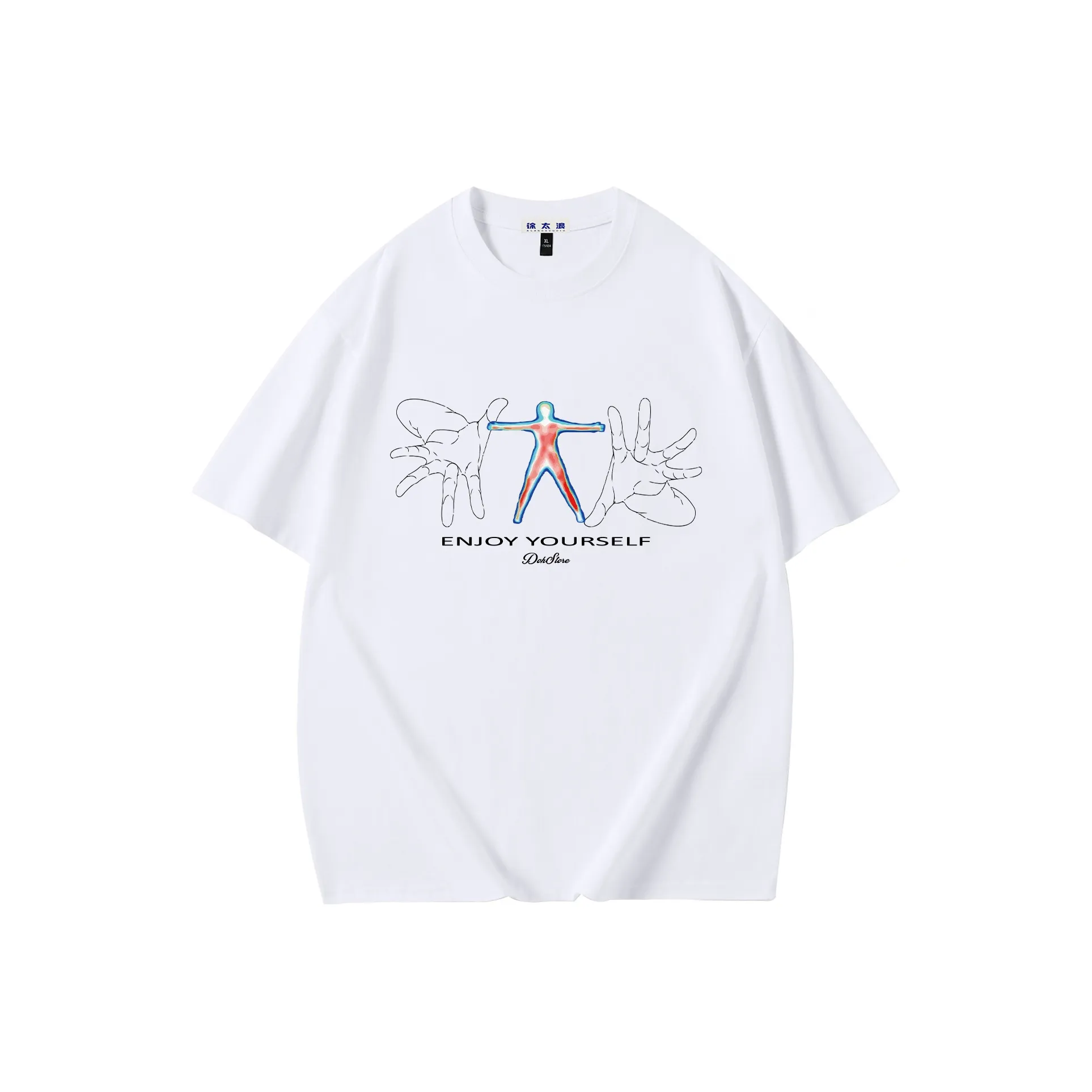 DOH STORE Versatile Casual Loose Fit Off The Shoulder 100% Cotton Pullover Crew Neck Short Sleeved T Shirts Unisex