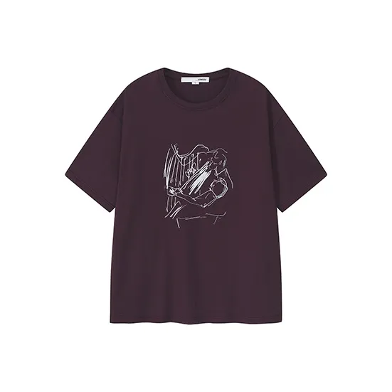 YOSHIYOYI Short Sleeved T Shirts Unisex Dark Purple