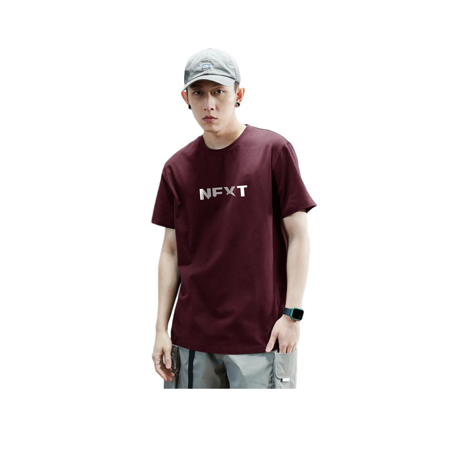 Tonlion Regular T Shirt Men's Dark Burgundy