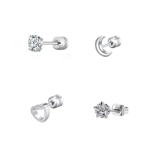 VERENA REINE Титановые стальные серьги-гвоздики унисекс