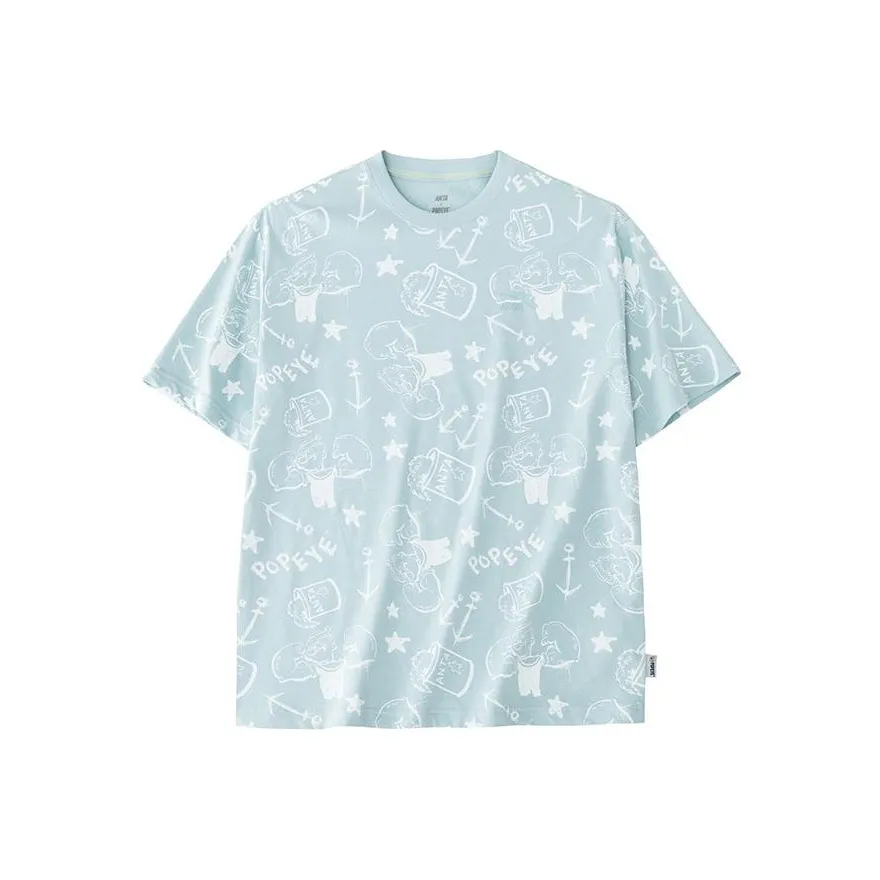 Anta x POPEYE T Shirt Men's Crystal Blue/All Over Print