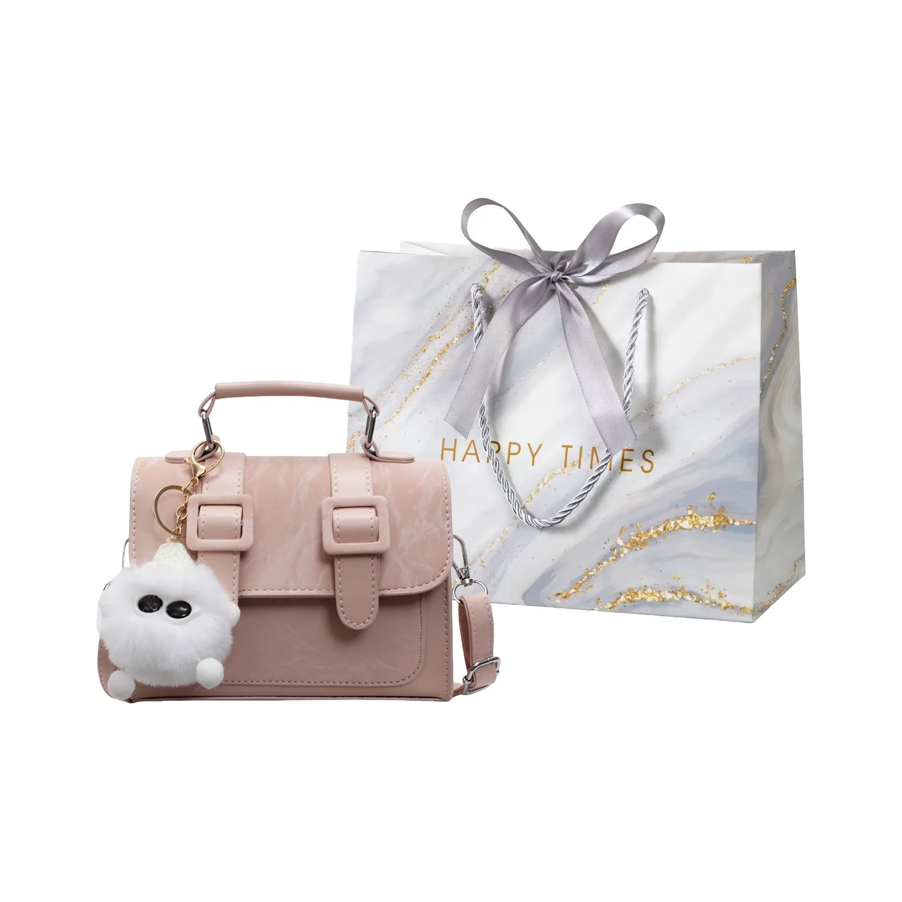 Miss Angel PU One Shoulder Handbag, Crossbody Bag, Key Pouch Women's Pink/White/Silver/Black