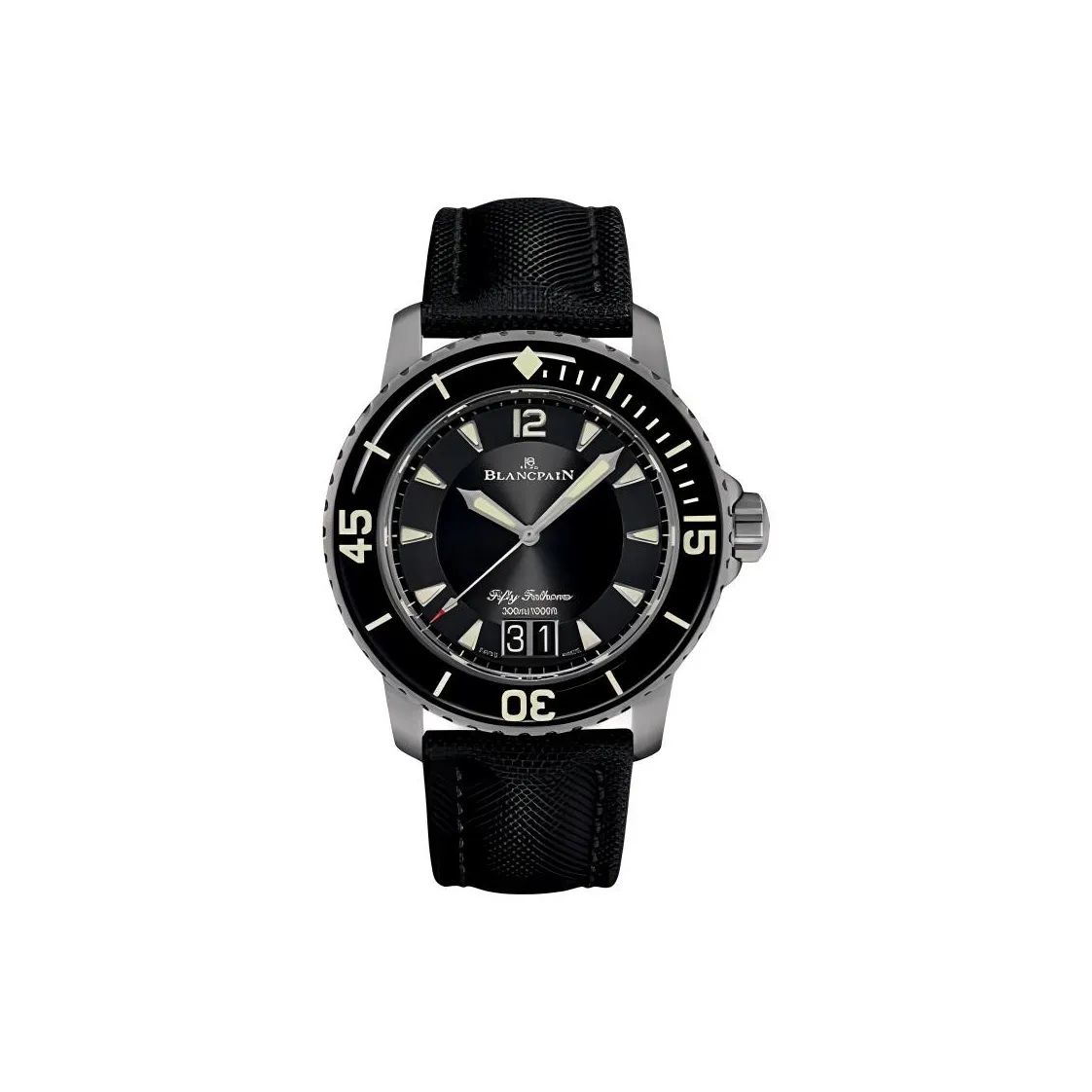 BLANCPAIN Automatic Mechanical Movement Unisex Watch 45mm Black Dial Titanium Watch Case Canvas Strap