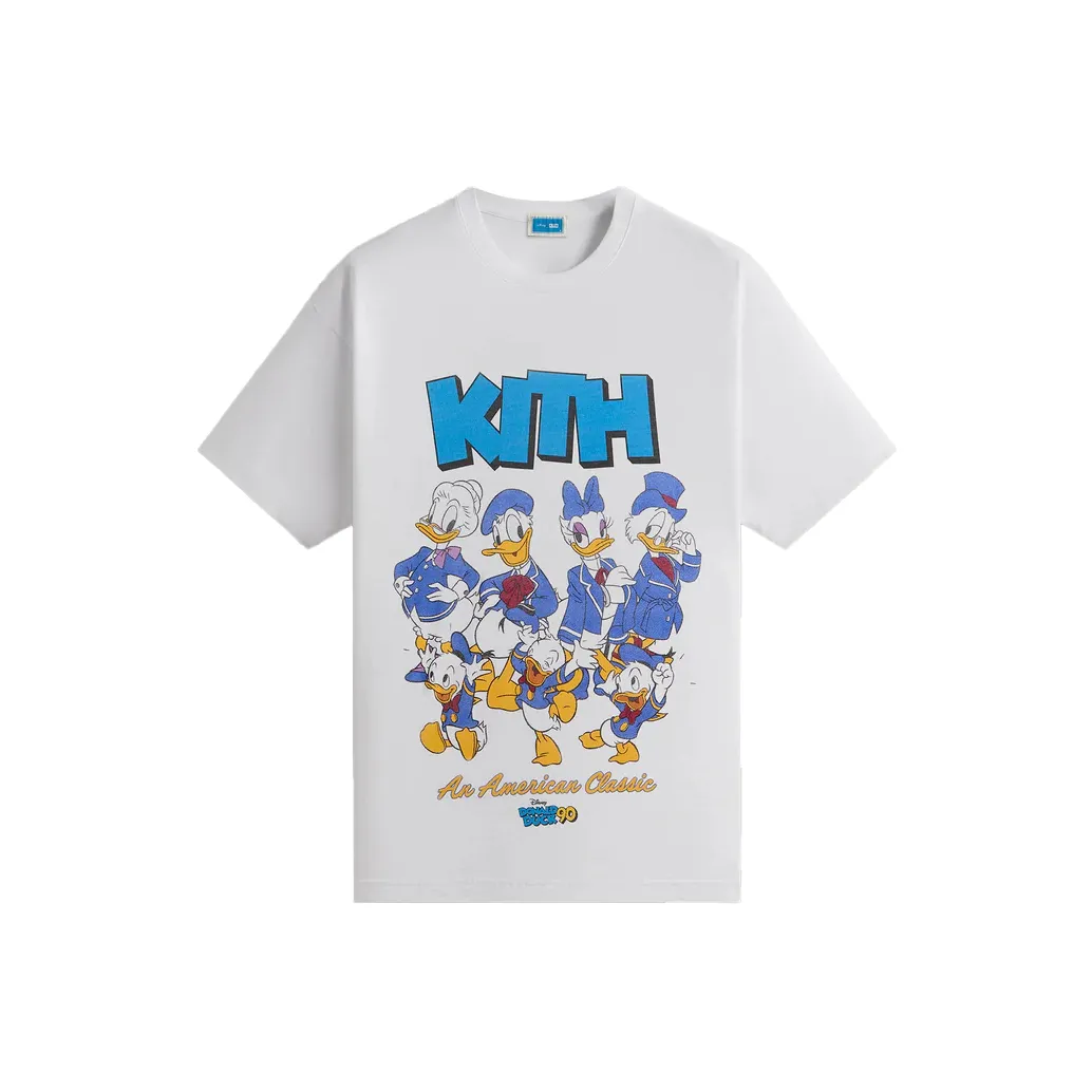 KITH x Disney Donald Duck Series Дональд Дак Family Винтажная Рубашка Мужская Белая