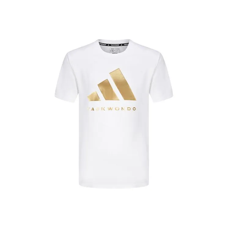 Adidas T Shirt Unisex White Gold