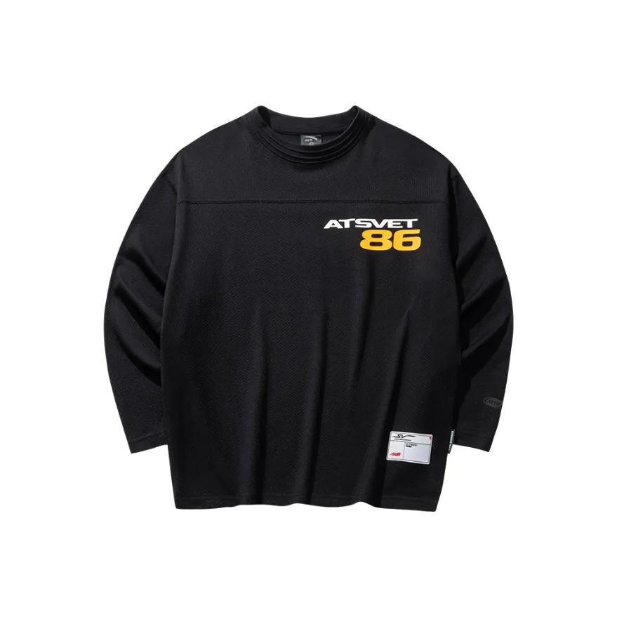 ANTA SNEAKERVERSE Сетка Длинный рукав Спортивная одежда T-рубашка Мужская Основной черный