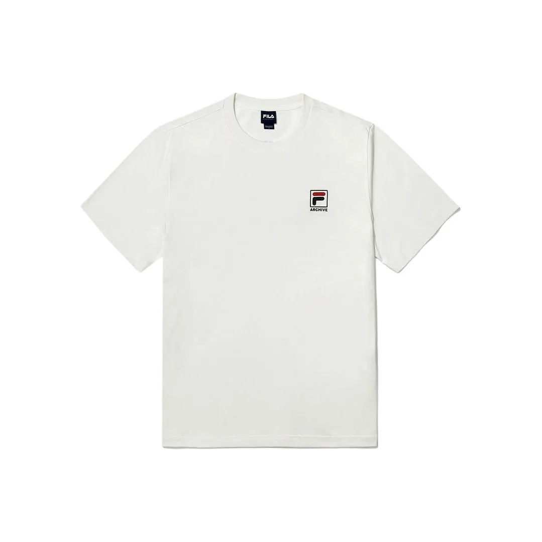 FILA Хлопковая смесь F Коробка Короткий рукав T-рубашка T-рубашка Унисекс Белый