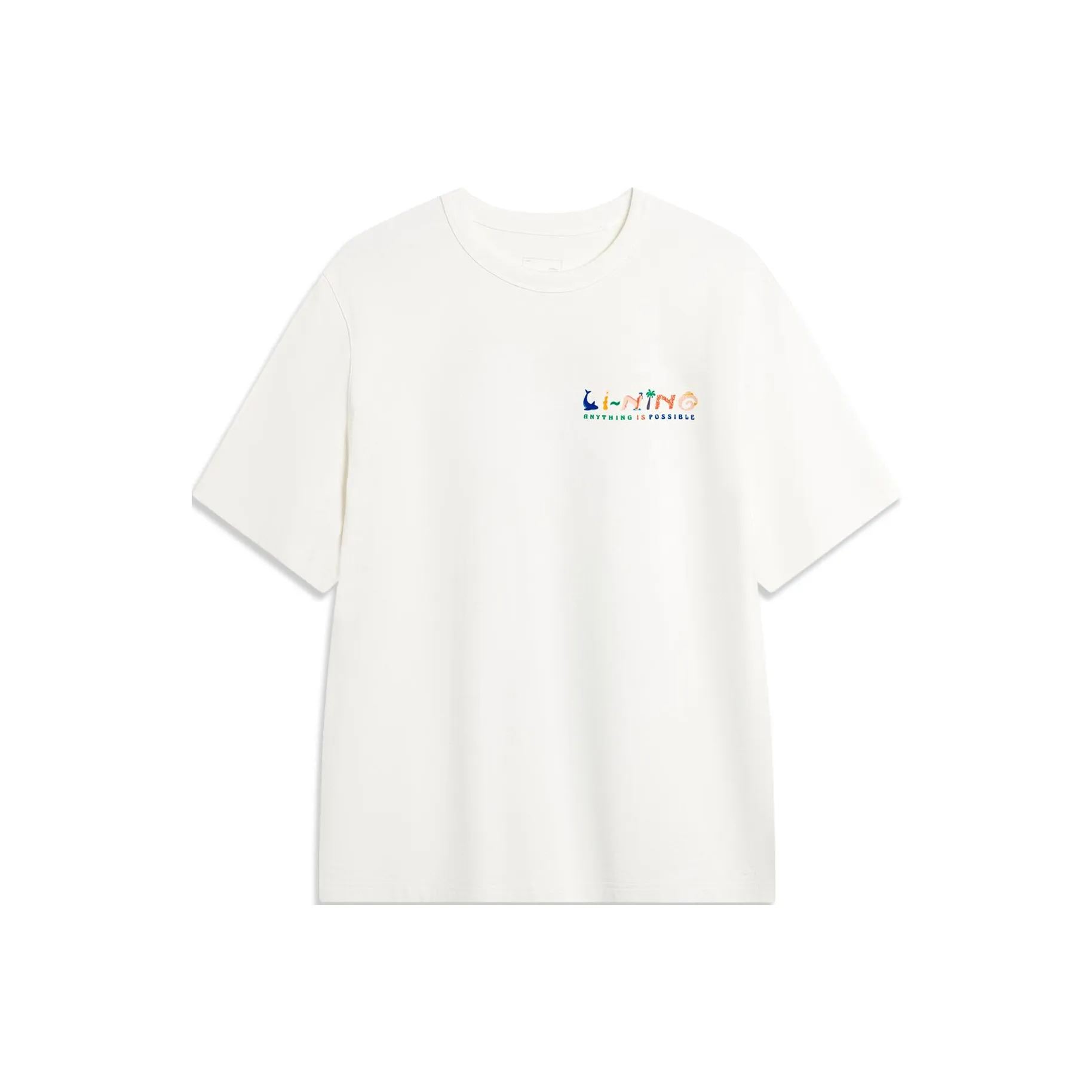 LiNing Sports Life Collection Drop Shoulder Sleeve T Shirt Men's Ivory Large Image