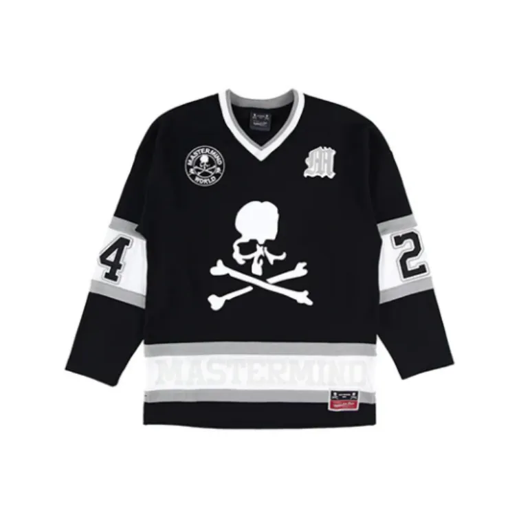 MITCHELL NESS x MASTERMIND WORLD совместная линия FW24 T-рубашка унисекс черная и серая