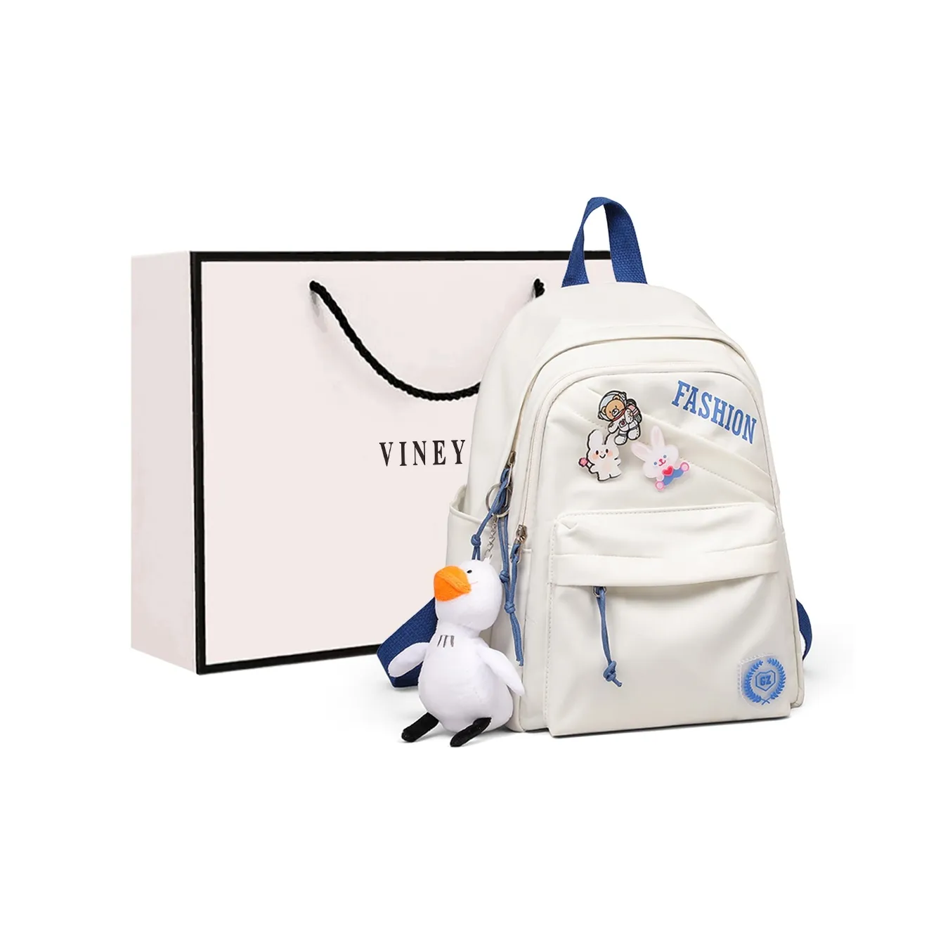 VINEY Нейлоновый рюкзак большой унисекс белый черный