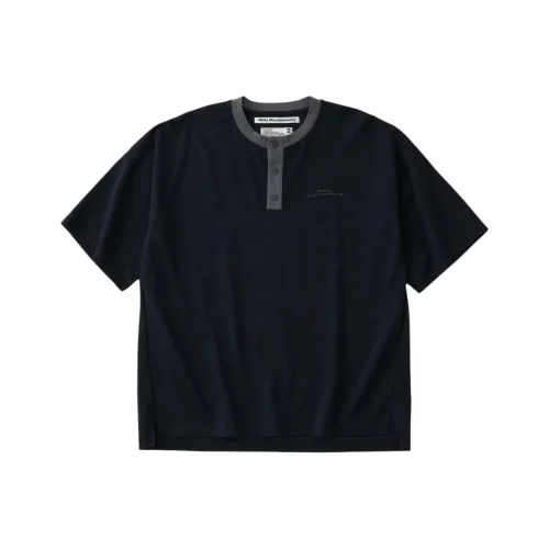 White Mountaineering Темно-синие Мужские Рубашки