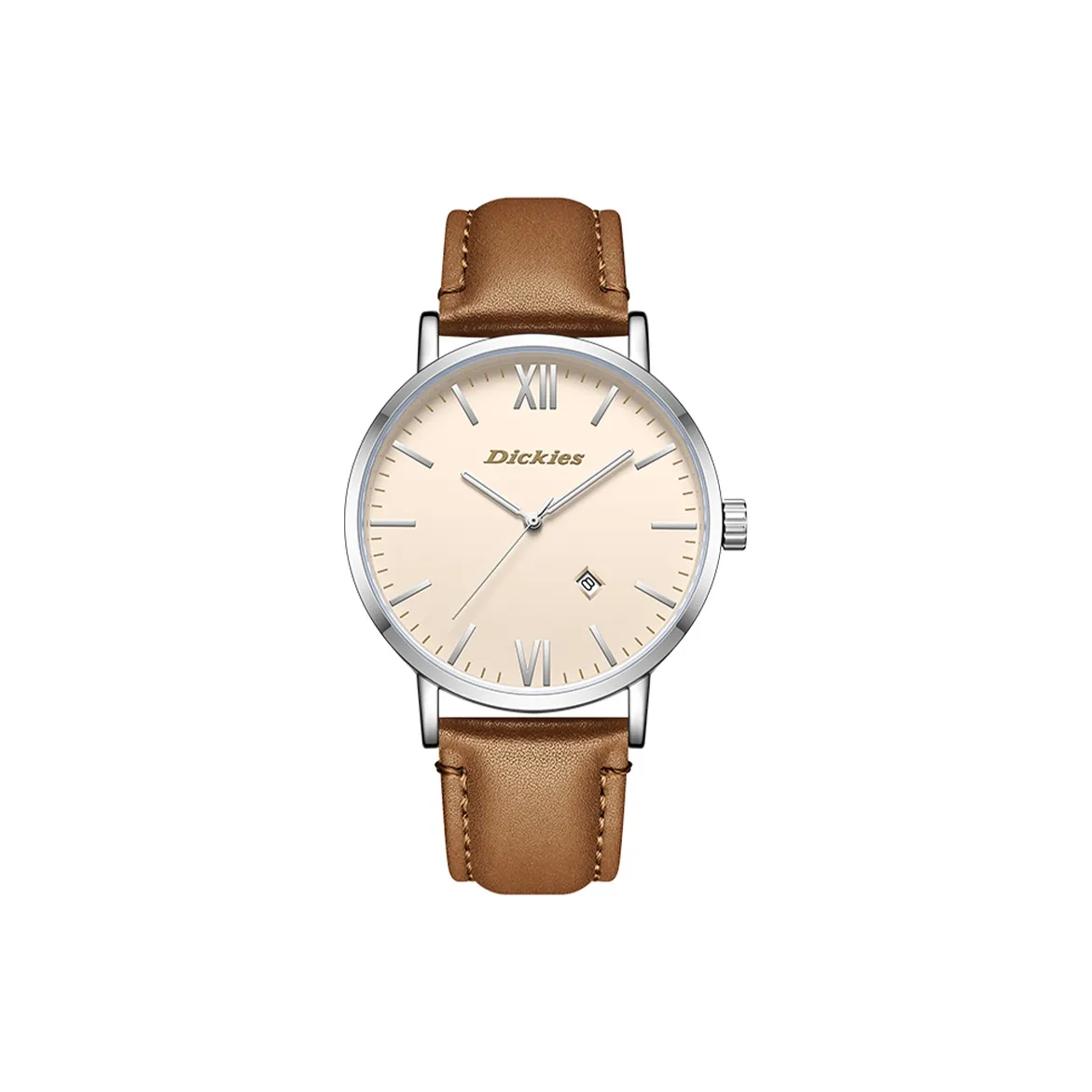 Dickies Наручные часы Кварцевый механизм Кожаный ремешок Желтый циферблат Мужские часы
