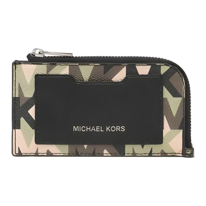 MICHAEL KORS MK Cooper Покрытие Холст с Материалы Картхолдер Кошелек Мужской Оливково-Зеленый С Принт