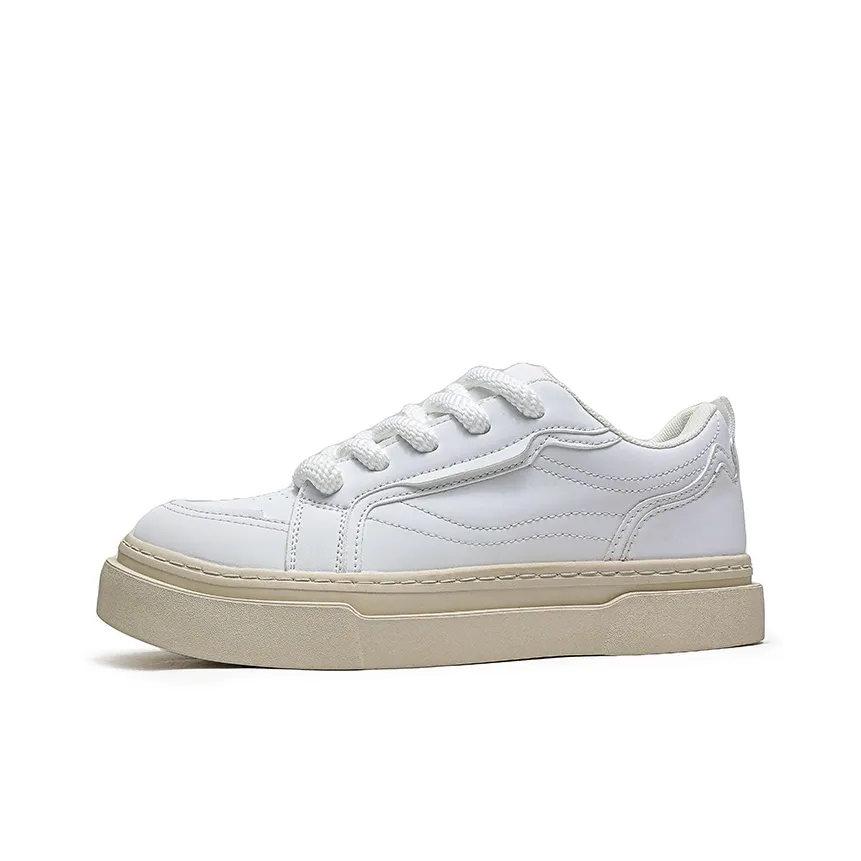 ESTEE GEEA Coverage Slip Resistant Abrasion Resistant Breathable And Supportive Low Top Skateboard Shoes Unisex White
