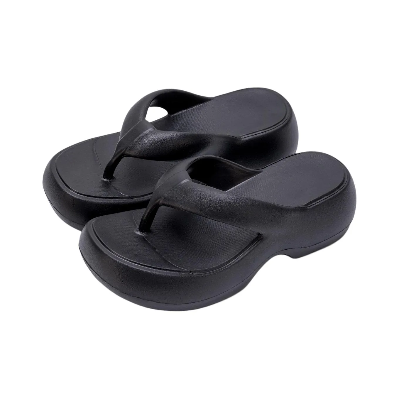 Soft EVA Ankle Platform Height Increasing Women's Flip-Flops Minimalist Style Versatile Comfortable Home Slippers
