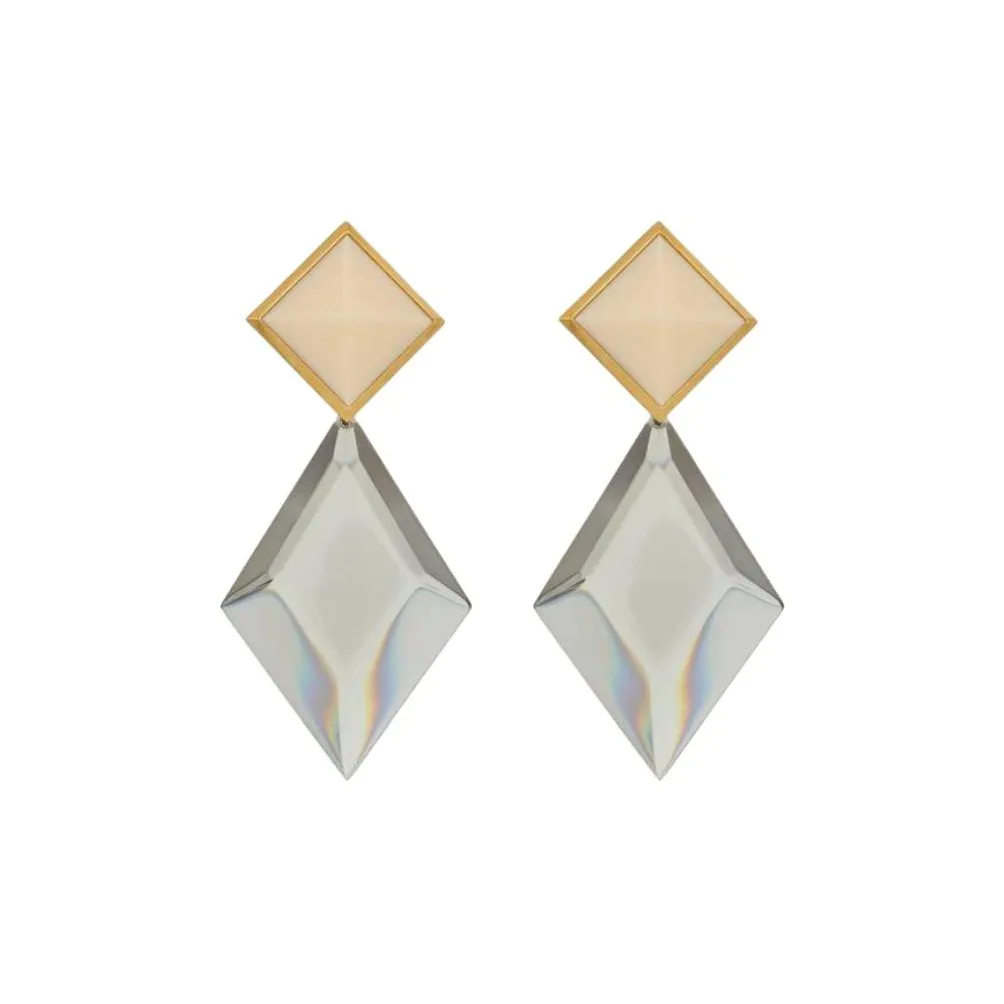 SAINT LAURENT Brass, Resin, Metal Earrings Unisex Gold