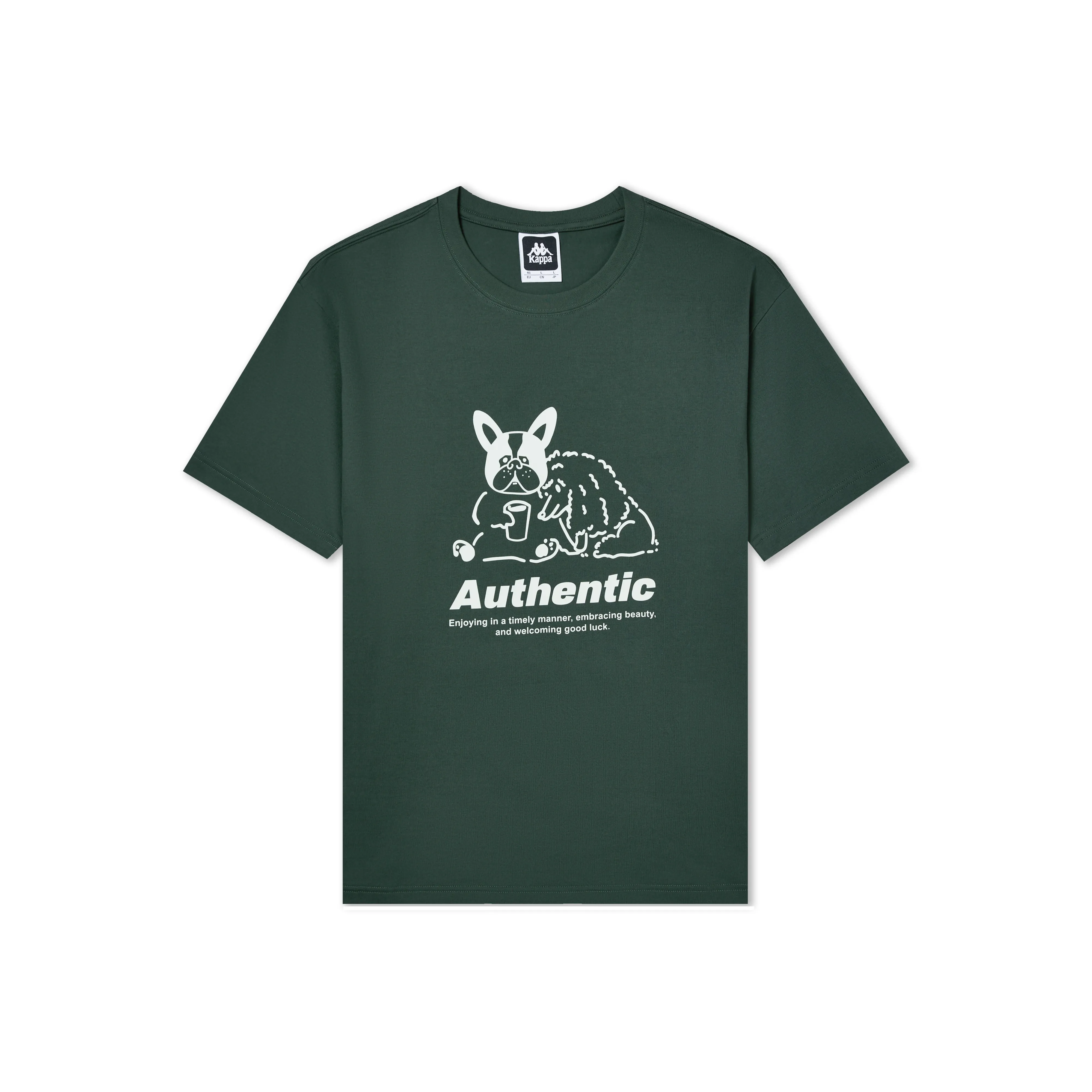 Kappa T Shirt Unisex Moss Well Green