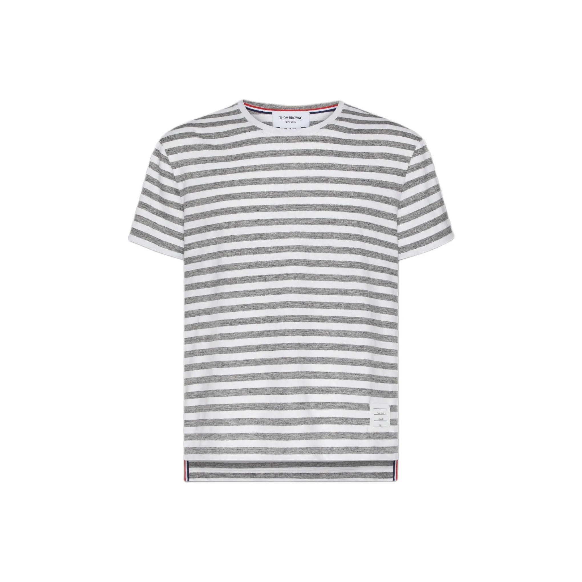 THOM BROWNE Striped Linen T shirt