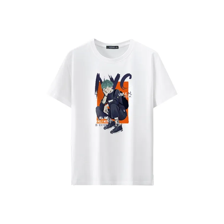Jean West T Shirt Drop Shoulder Sleeve Summer Men's White