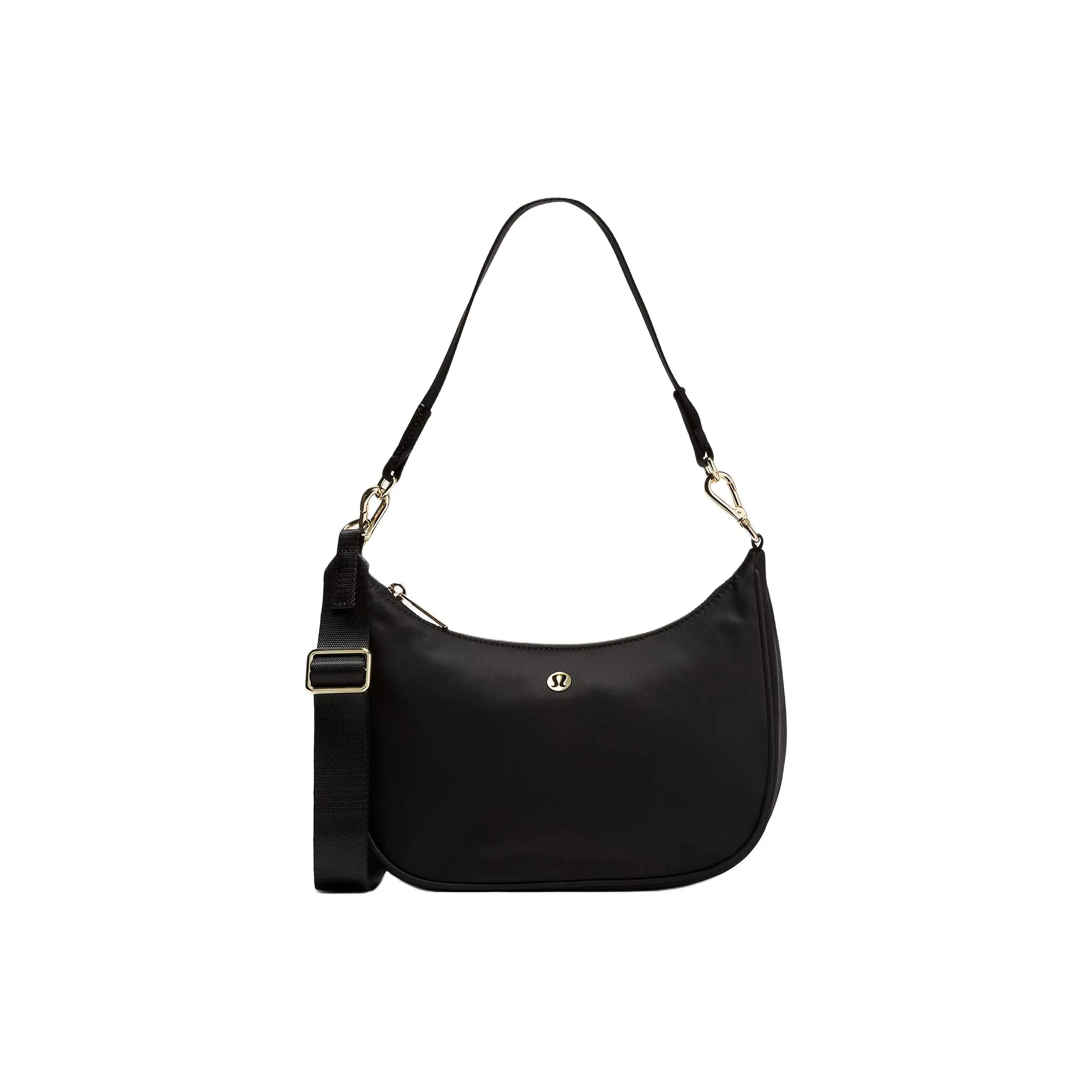 lululemon Переработанный нейлон Портативный Crossbody Сумка Сумка через плечо Маленькая Женская Черная Золотая