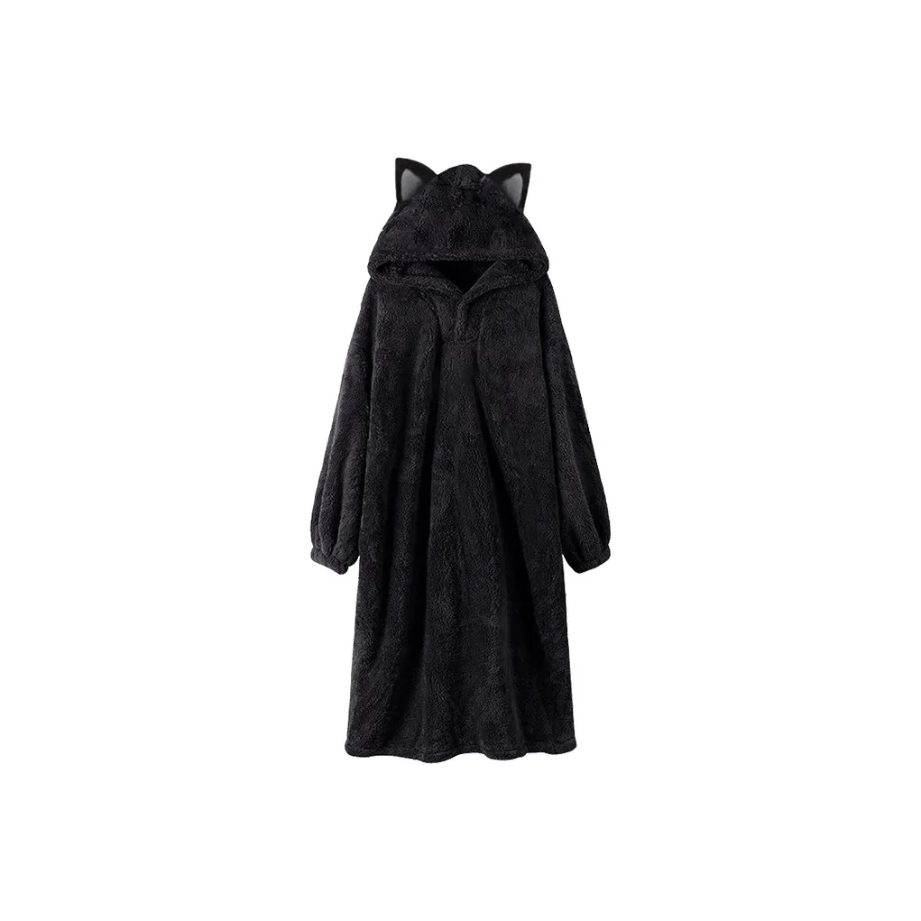 QIAOYUN Сон Халат Женские Черный