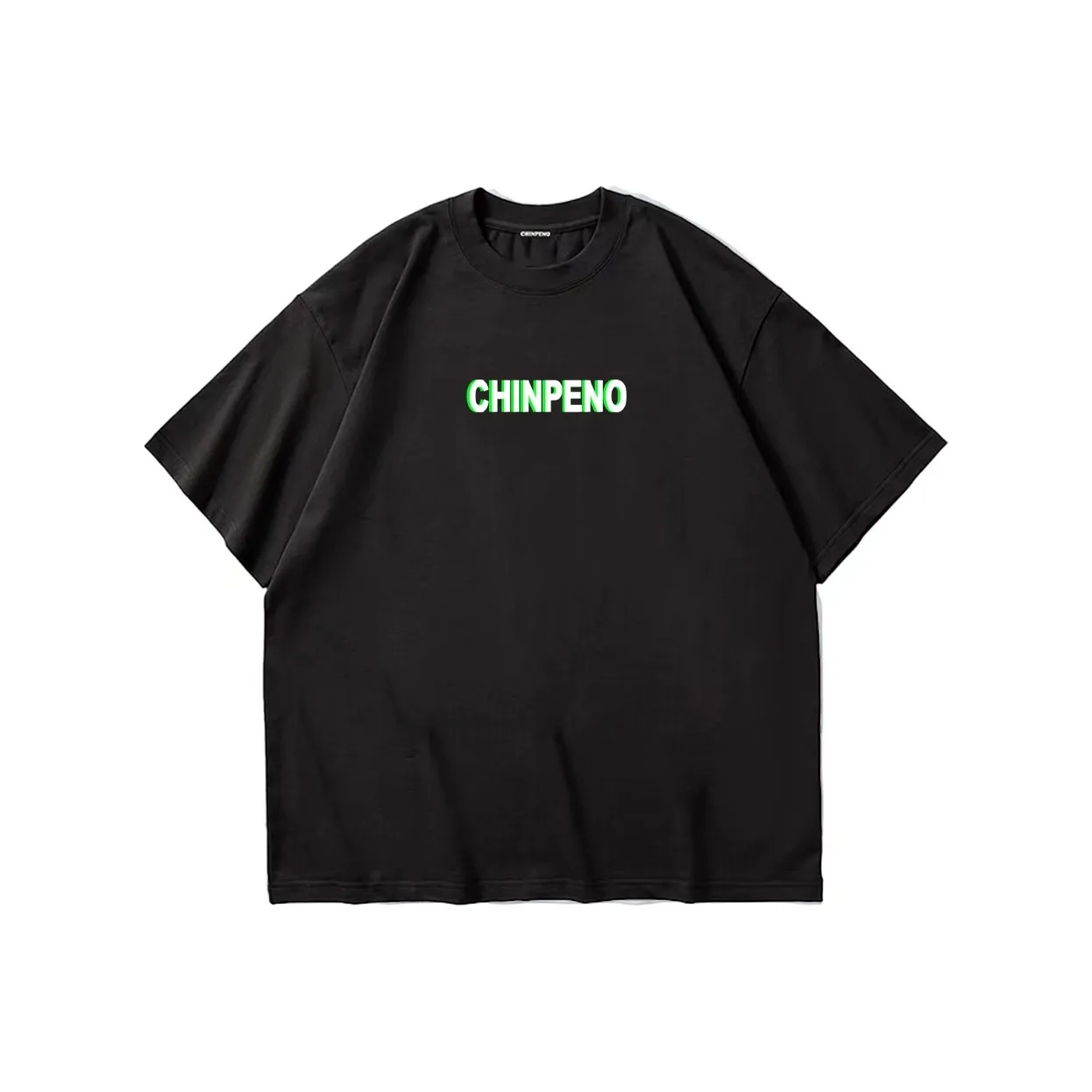 Chinpeno Brand Logo Letter American Loose Fit Drop Shoulder Crew Neck Breathable Short Sleeved T Shirt Unisex