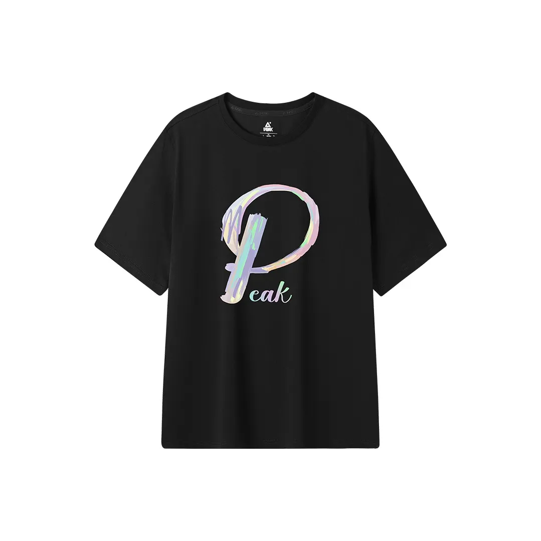 PEAK T-Shirt Хлопок T Cooling Летний Унисекс Черный