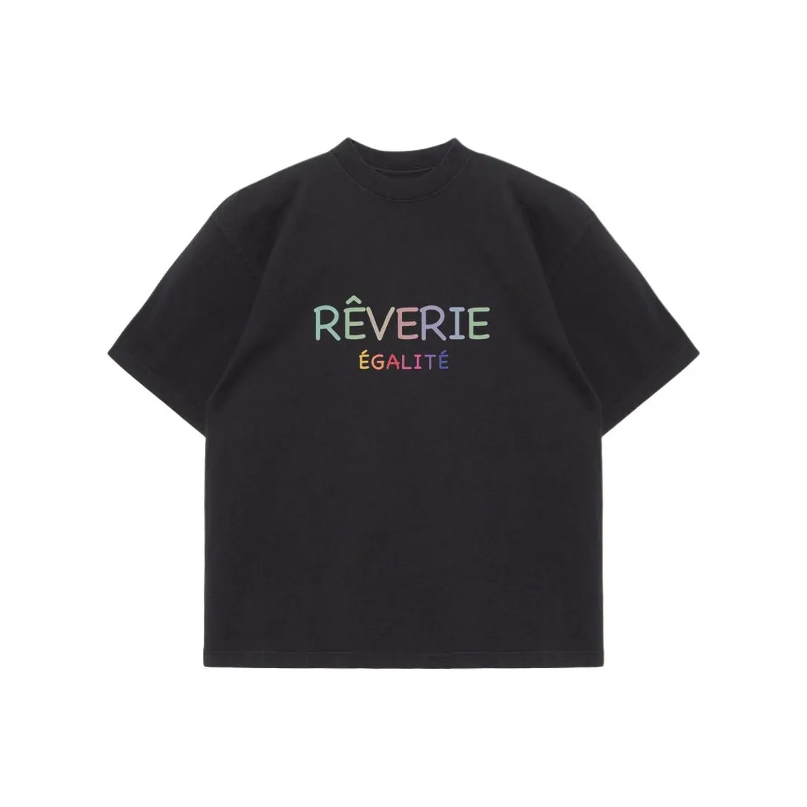 Striped Ribs U-neck Placket T-shirt