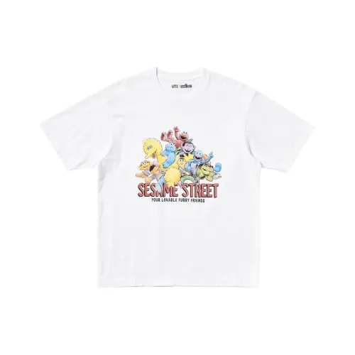 UNIQLO Sesame Street Collaboration Белая Унисекс Футболка