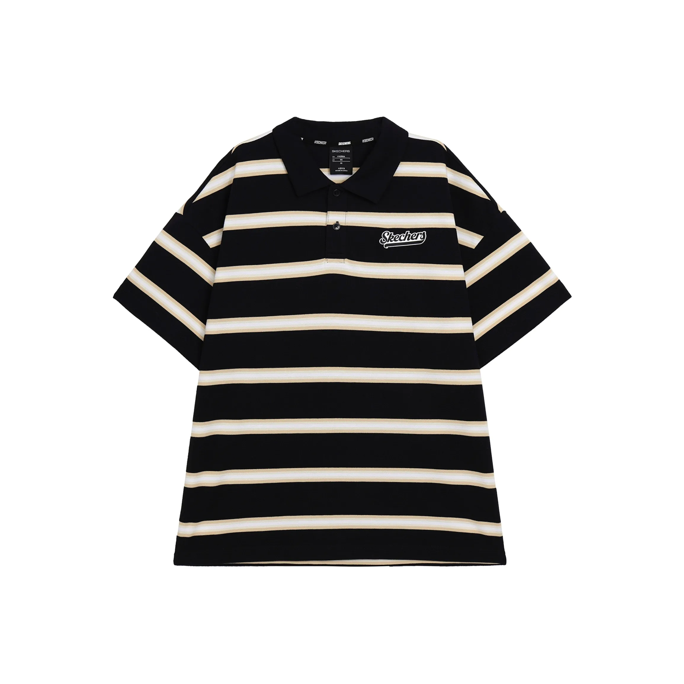 Skechers T-Shirt Мужской Черный с Хаки и Белым