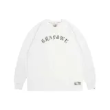 화이트 Cursive 기본 곡선형 레터링 긴팔