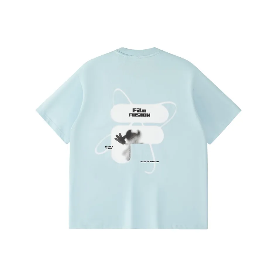 FILA FUSION FOB T Shirt Unisex Cyan Light Blue
