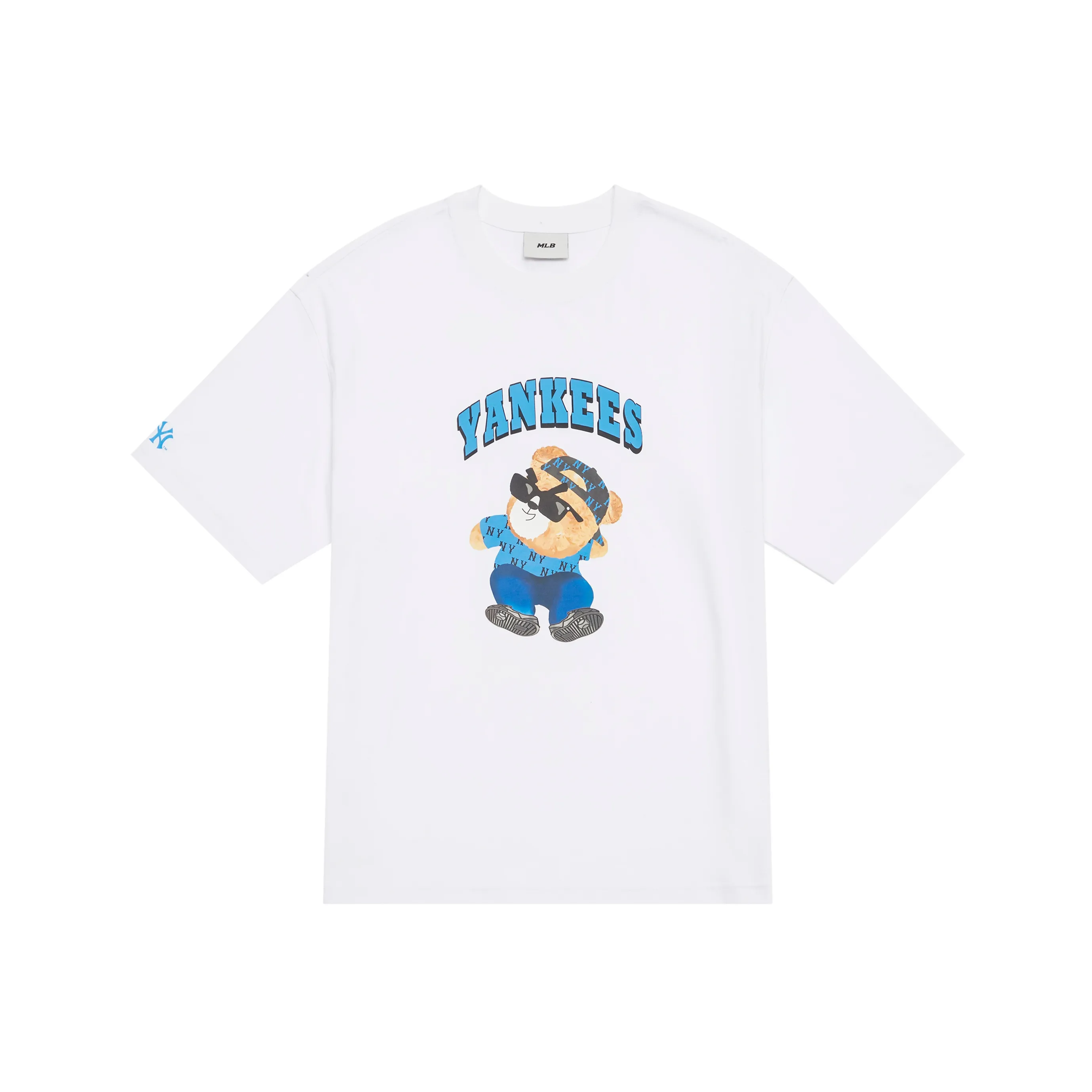 MLB Frown Bear Series SS24 Drop Shoulder Sleeve T Shirt Unisex White