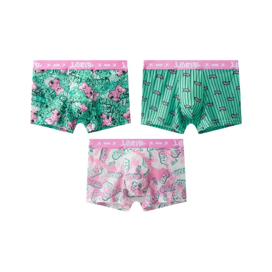 Qiao Ni Tong Трусы Мужские 3 упаковки Радость Розовый