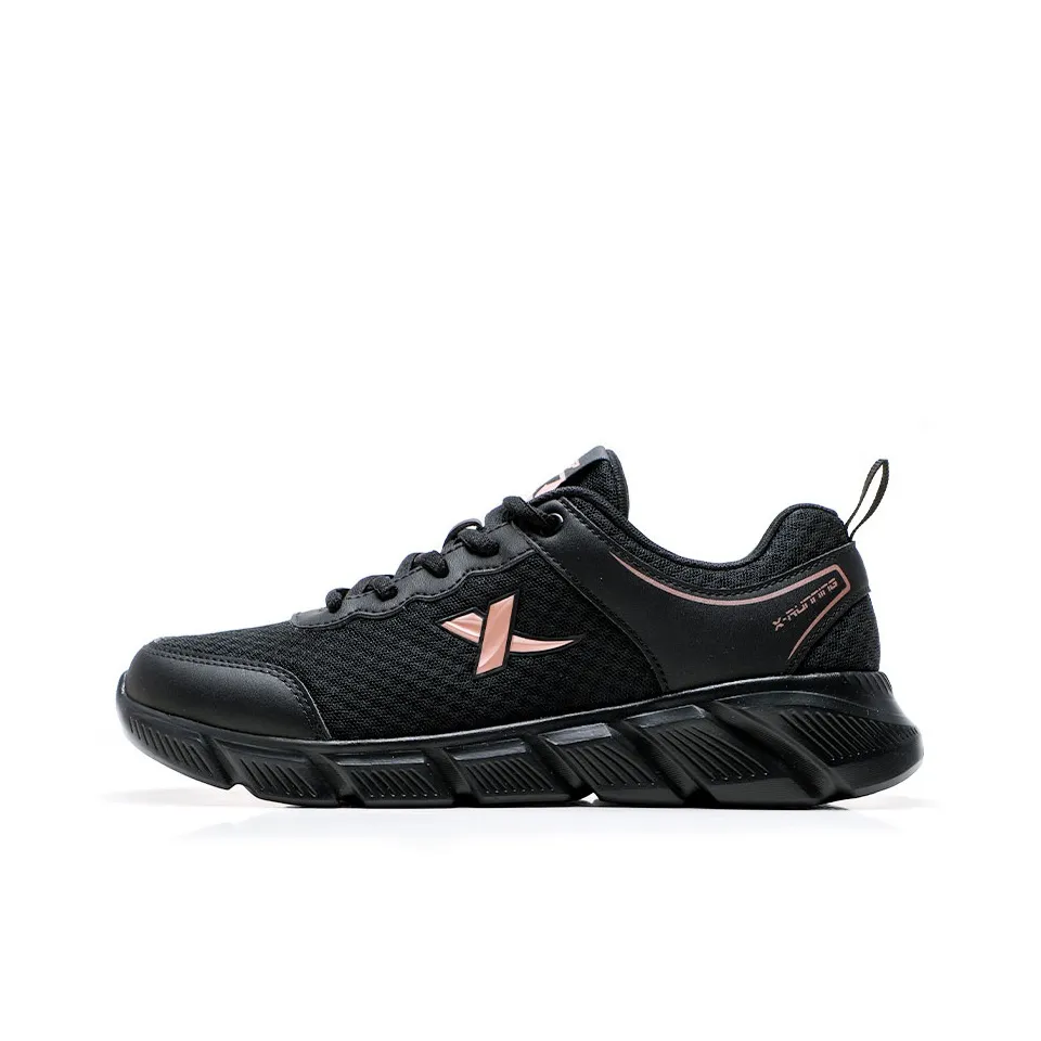 XTEP Breathable And Lightweight Low Top Casual Running Shoes Women's Black Gold