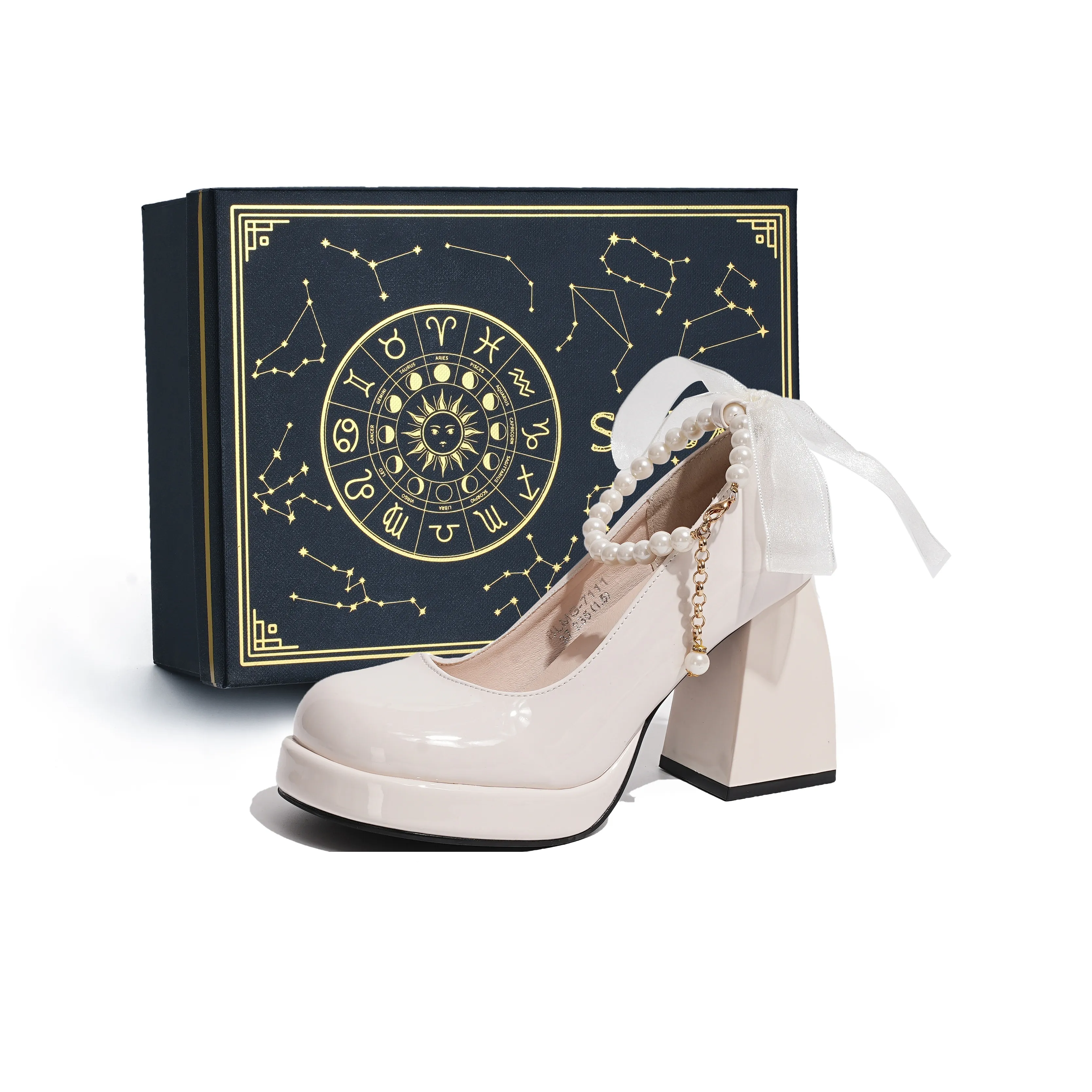 SHUXI Chunky Heel Mary Jane Shoes 8.5cm Women's