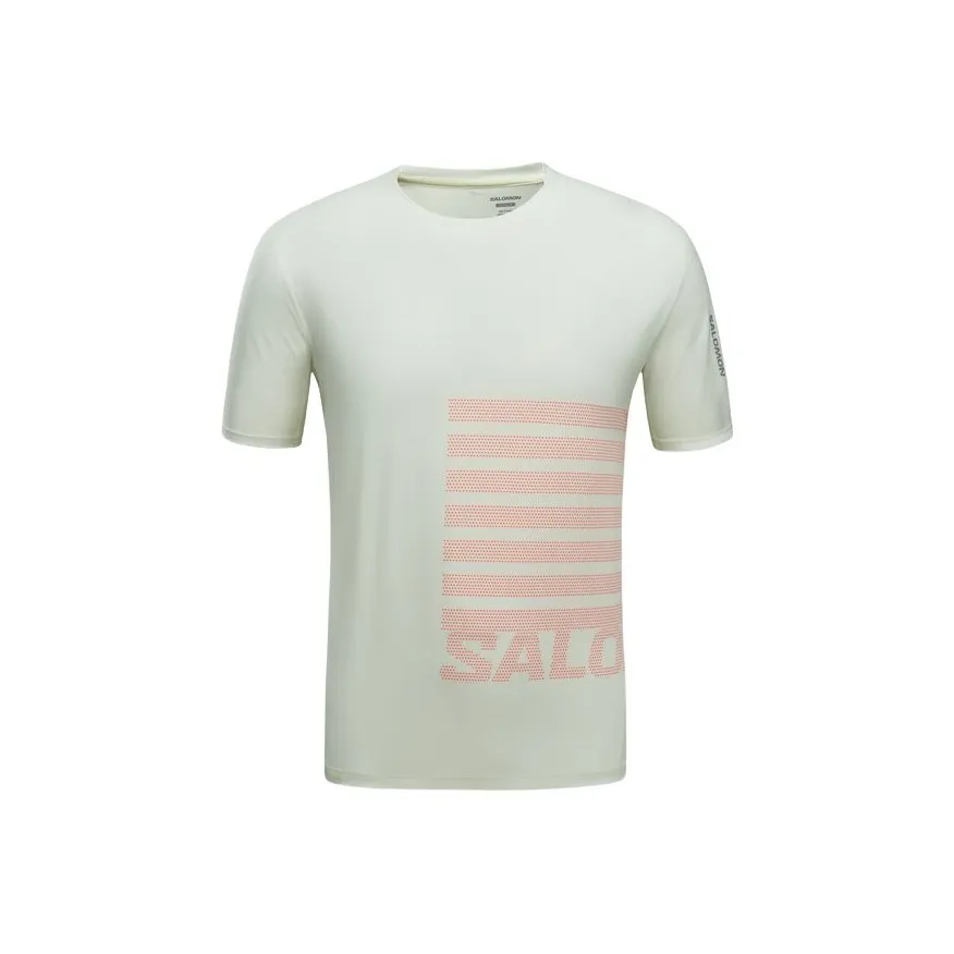 Salomon Sense Aero SS T Рубашка Мужская Светлая Ледяной Зеленый Неоново-Красный